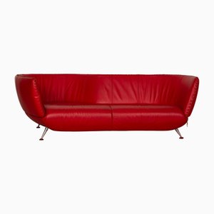 Ds 102 Leather Three-Seater Red Sofa from de Sede