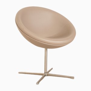 Sedia da cocktail Verner Panton in pelle grigio greige talpa di Vitra