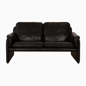 Ds 61 Leather Two-Seater Black Sofa from de Sede