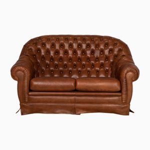 Chesterfield Leather Two Seater Cognac Sofa