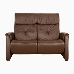 Trapezoid Leather Two Seater Brown Sofa from Himolla