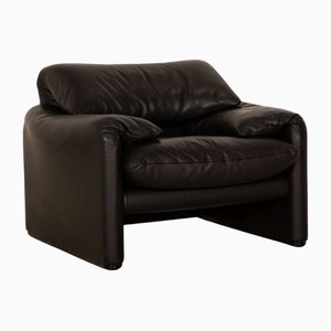Maralunga Leather Armchair in Black from Cassina