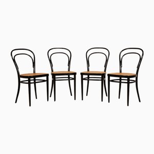 Thonet 214 Wooden Chairs in Black Bentwood, Set of 4