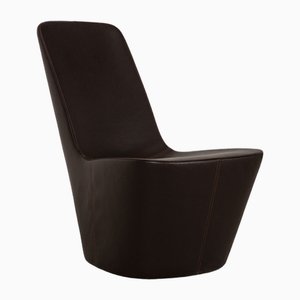 Monopod Lounge Chair in Dark Brown Leather by Jasper Morrison for Vitra