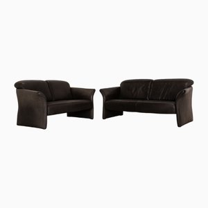 2-Sitzer Sofas aus Anthrazitfarbenem Leder von Koinor, 2er Set