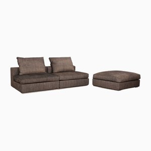 Groundpiece 2-Seater Sofa and Ottoman in Gray Fabric from Flexform, Set of 2