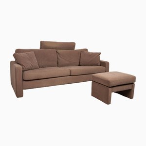 Conseta 3-Seater Sofa and Ottoman in Beige Fabric from Cor, Set of 2