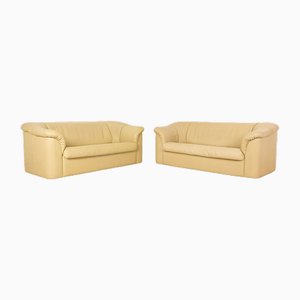 Cremefarbene 2-Sitzer Ledersofas von de Sede, 2er Set