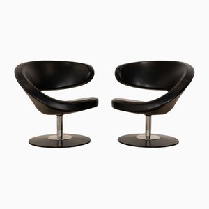 Peel Swivel Lounge Chairs in Black Leather from Varier, Set of 2