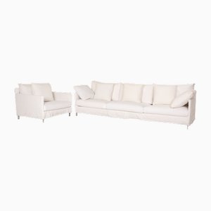 Chemise 4-Sitzer Sofa und Sessel aus Weißem Stoff von Living Divani, 2er Set