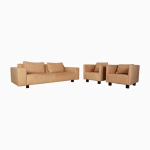 Landscape 3-Seater Sofa and Armchairs in Brown Leather from Tommy M by Machalke, Set of 3