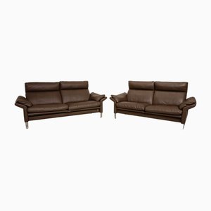 Lucca 3-Sitzer und 2-Sitzer Sofa aus Braunem Leder von Erpo, 2er Set