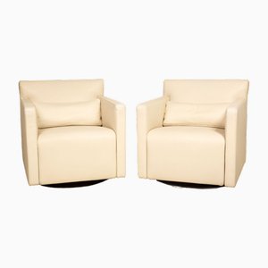 Quant Lounge Chairs in Cream Leather from Cor, Set of 2