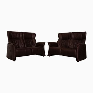 Soft 2-Seater Sofas in Brown Leather from Himolla, Set of 2