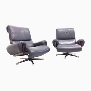 Set of Leather Swivel Armchairs by André Vandenbeuck for Strässle, 1960s