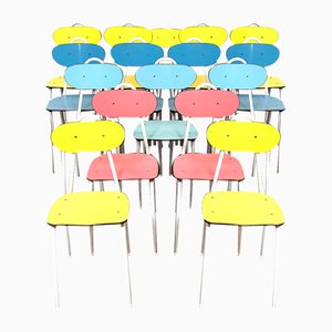 Italian Metal and Formica Chairs, 1960s, Set of 16