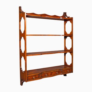 Vintage English Georgian Revival Walnut Whatnot with Mounted Shelves, 1980