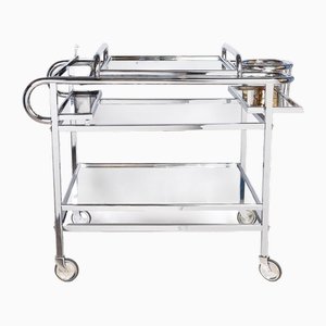 Bar Trolley with Champagne Cooler Holder attributed to Jacques Adnet