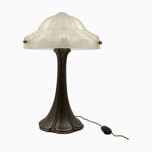 Art Deco Bronze Table Lamp, France, 1930s
