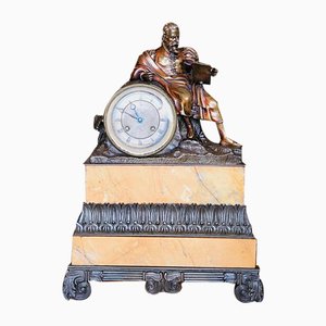 Horloge en Bronze et Marbre Jaune de Siena