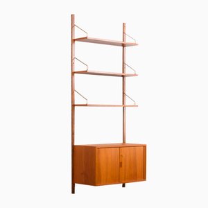 Teak Wall Unit with Tambour Doors and Cabinet by Poul Cadovius, Denmark, 1960s