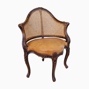 Großer Louis XV Stuhl aus Leder