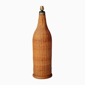 Large French Rattan Bottle Lamp, 1960s