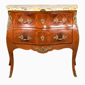 French Louis XV Style Bombe Commode in Walnut, 1890s