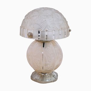 French Art Deco Round Table Lamp by Hettier & Vincent, Paris, 1930s