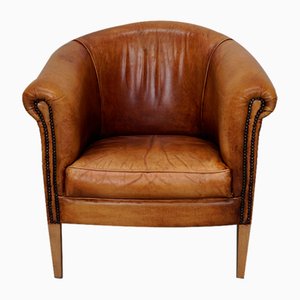 Fauteuil Club Vintage en Cuir Cognac, Pays-Bas