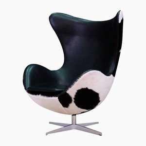 Silla Egg de cuero de Arne Jacobsen para Fritz Hansen, años 80