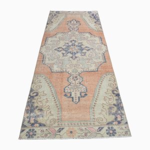 Tappeto runner beige arancione in lana, Turchia, anni '60