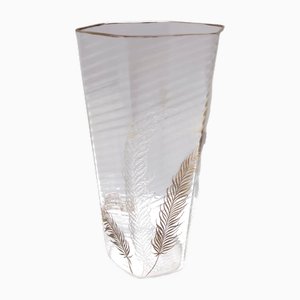 Vaso esagonale in vetro di Murano trasparente e dorato di Cenedese, anni '50