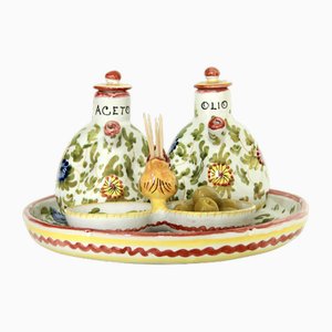 Handgefertigtes Vintage Öl & Essig Set von Deruta, Italien, 1970er, 4er Set