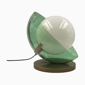 Lámpara de mesa era espacial verde de Stilux, Italia, años 70