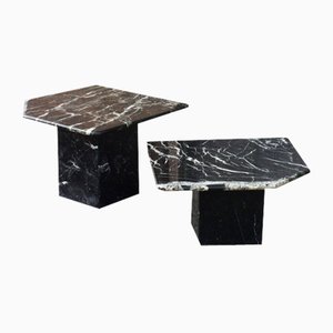 Tavoli Marquina neri e in marmo, anni '80, set di 2