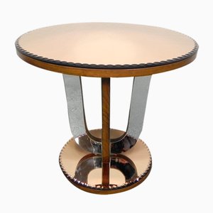 Art Deco Coffee Table with Mirror Glass and Walnut Veneer, 1930s