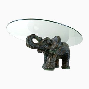 Table Basse Elephant Vintage en Plâtre, 1970s