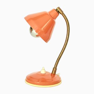 Lámpara de mesa industrial Mid-Century en naranja, Italia, años 50