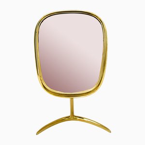 Brass Table Mirror from Vereinigte Werkstätten Collection, Germany, 1950s
