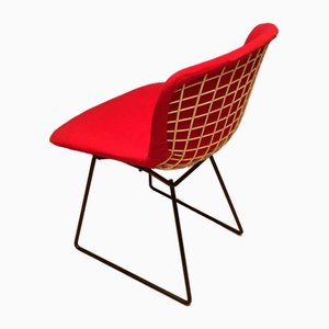 Side Chair with Red Hopsack Upholstery by Harry Bertoia for Knoll International, 1960s