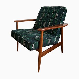 Fauteuil Mid-Century en Jacquard Vert par Juliszu Kędziorek pour Gościcńskie Fabryki Mebli, Poland, 1968