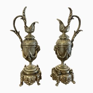 Victorian Ornate Brass Ewers, 1860s, Set of 2