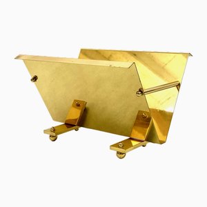 Postmodern Brass Magazine Rack, 1980s