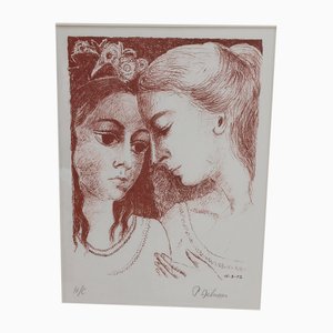 Paul Delvaux, Confidences, 1972, Litografía