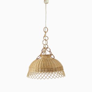 Vintage Deckenlampe aus Rattan, Ehemalige Tschechoslowakei, 1960er