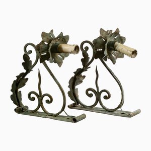 Electrified Lanterns in Wrought Iron and Metal, 1980, Set of 2