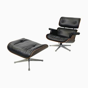 Poltrona moderna e poggiapiedi di Eames per Herman Miller, USA, anni '70, set di 2