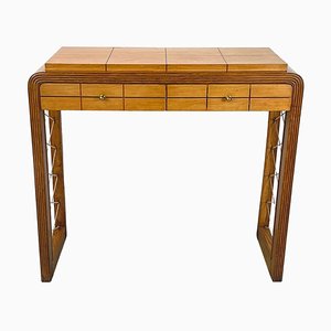 Italian Art Deco Console in Wood with Rope & Geometrical Details, 1950s