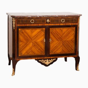 Napoleon III French Credenza in Precious Exotic Wood with Red Marble Top, 19th Century